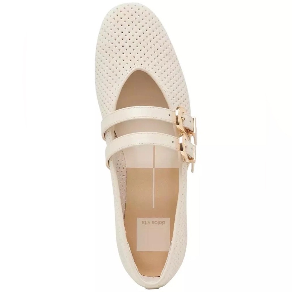 Dolce Vita Cream Perforated Double-Buckle Flats - Picture 2 of 13